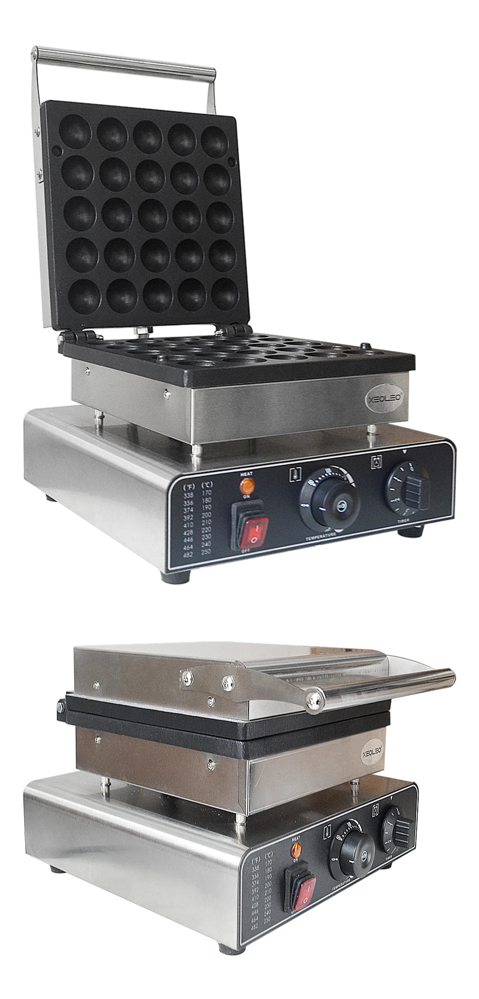 XEOLEO Electric Waffle Maker 850W Round Ball Waffle Machine 4cm Waffle Making Machines Non-stick takoyaki maker.