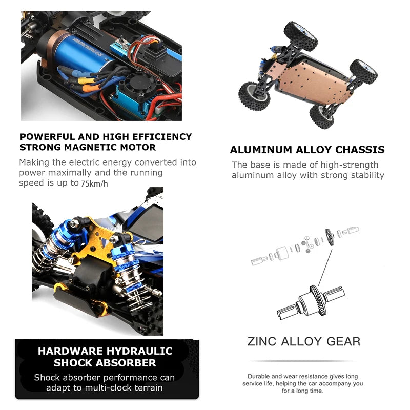Wltoys New 124017-V8 1/12 2.4G Racing RC Cars 4WD Brushless Motor 75Km/H High Speed Remote Control Off-road Drift Toys For Aduit.