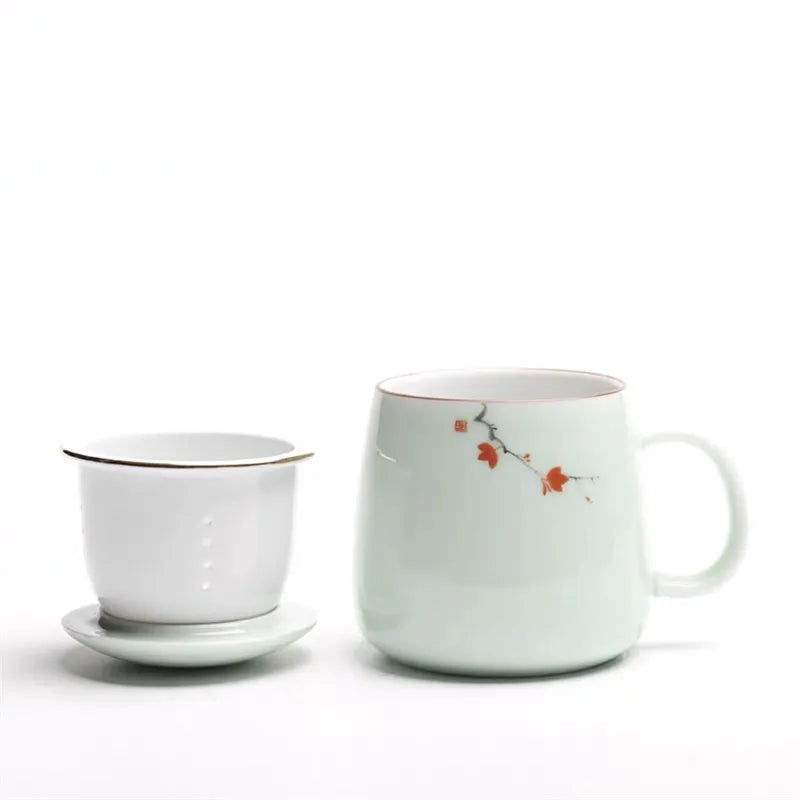 Ceramic Filter Teacup Simple Large Capacity Couple Drinkware Household Coffee Mug with Lid Porcelain Office Tea Separation Cup.