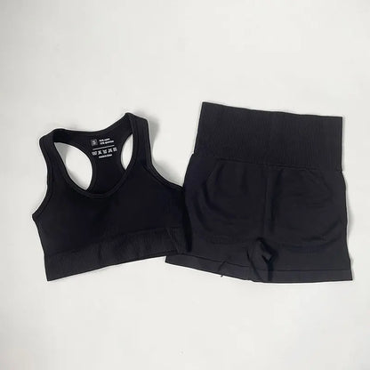 High Waist Elastic Seamless Yoga Wear Women Fitness Clothes Gym Clothing Workout Set Long Sleeve Crop Top Leggings Sports Suit