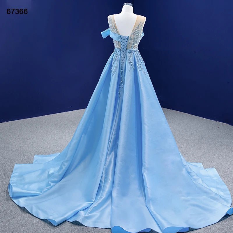 Jancember RSM67366 Blue Elegant Sequins Designer Evening Gowns Prom Dress.