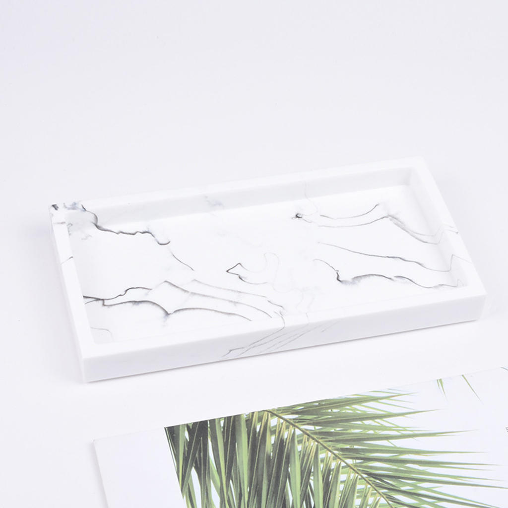 Marbled Storage Tray Resin Jewelry Display Plate Cosmetic Organizer Rectangle Home and Hotel Serving Tray.
