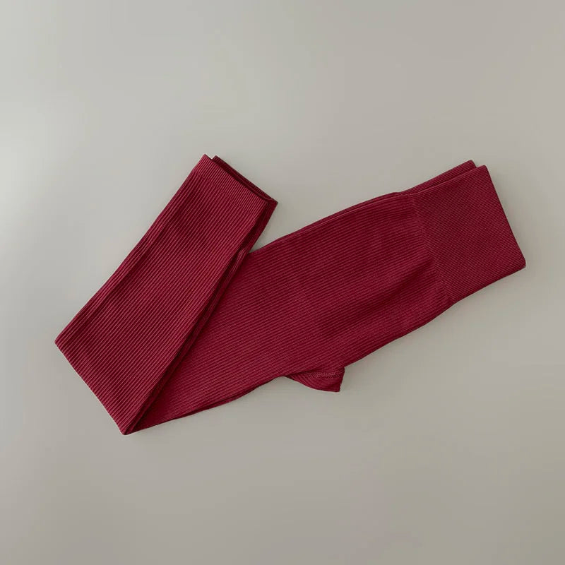 Ribbed Yoga Pants High Waisted Gym Leggings Sport Women Fitness Seamless Female Legging Tummy Control Running Training Tights.