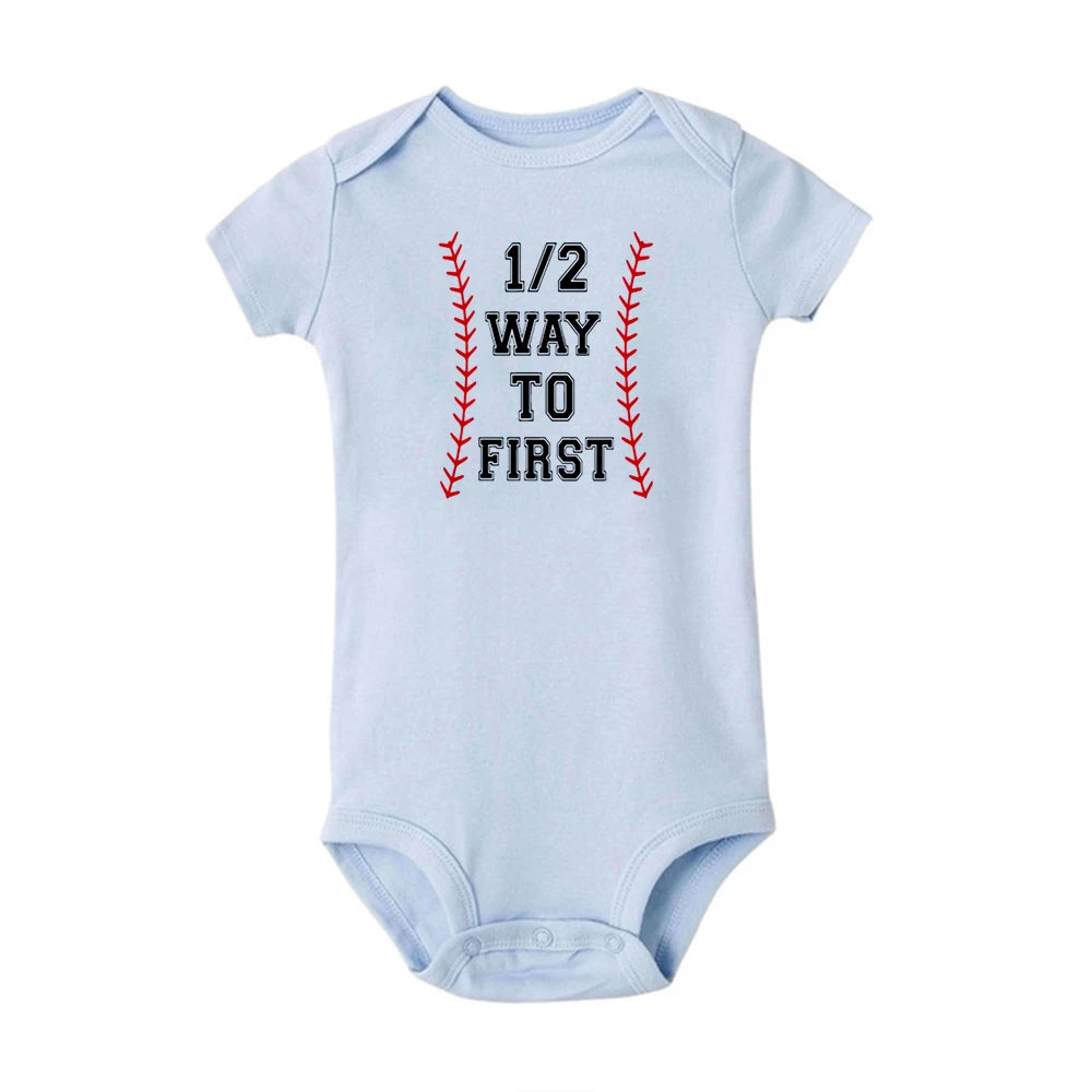 Eine hälfte geburtstag strampler Halb brithday hemd 1/2 Halb Geburtstag einteiliges Junge halbe geburtstag outfits Geschlecht Neutral Baby geschenk
