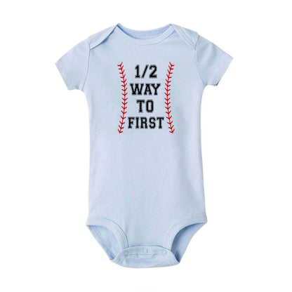 Eine hälfte geburtstag strampler Halb brithday hemd 1/2 Halb Geburtstag einteiliges Junge halbe geburtstag outfits Geschlecht Neutral Baby geschenk