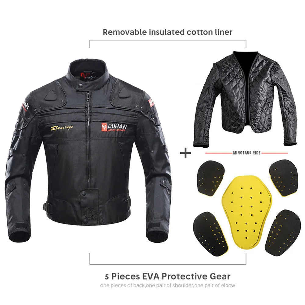 DUHAN Windproof Motocross Jacket Motorcycle Pants Men Motorcycle Jacket Wear-resistant Body Armor Moto Clothing For Winter.