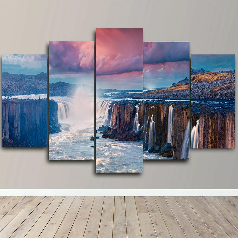 Landscape Canvas Posters Home Decor 5 Pieces Natural Lake Paintings Wall Art Scenery Pictures Modular Living Room Decor Unframed.