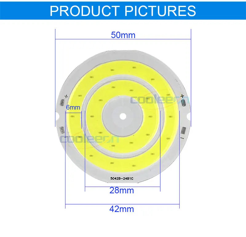3V LED-Licht, 50 mm Durchmesser, runder COB-Chip, Doppelring-LED-Lampe, 3,7 V, 5W LED-Birne für DIY-Arbeitsscheinwerfer, Hausdekor-Beleuchtung.