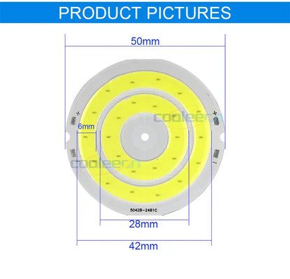 3V LED-Licht, 50 mm Durchmesser, runder COB-Chip, Doppelring-LED-Lampe, 3,7 V, 5W LED-Birne für DIY-Arbeitsscheinwerfer, Hausdekor-Beleuchtung.
