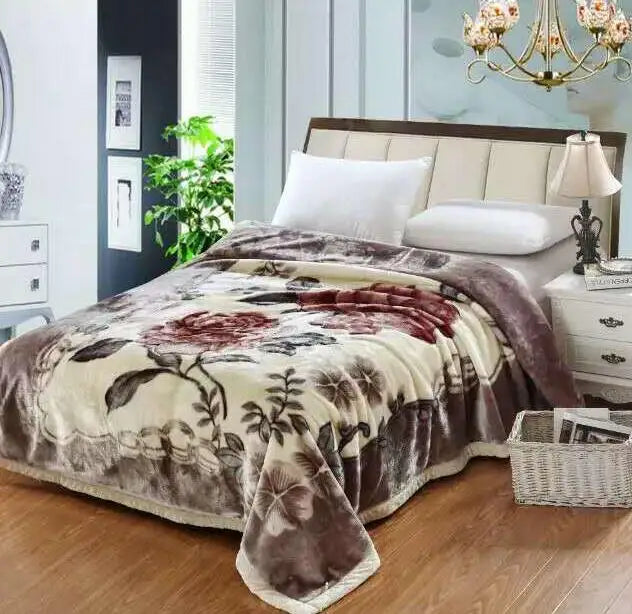 VESCOVO Queen Size Flannel Fleece Throw Blanket Soft Cashmere Blanket King Size Warm Quilt Bedspread 220*240