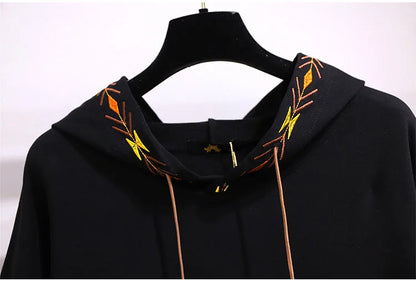 150Kg Plus Größe frauen Frühling Herbst Lose Mit Kapuze Stickerei Sweatshirt Büste 157cm 6XL 7XL 8XL 9XL 10XL lange-Ärmeln Casual Top