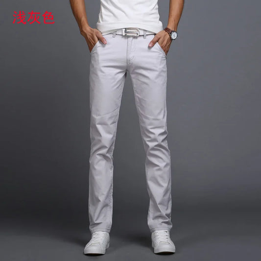 2022 Spring summer New Casual Pants Men Cotton Slim Fit Chinos Fashion Trousers Male Brand Clothing 9 colors Plus Size 28-38.