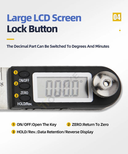 Goniometer, elektronischer Winkelmesser, digitales Messgerät, Winkelmesswerkzeug, Mehrwinkellineal, Holzbearbeitungswerkzeuge, Messgerät, Winkelsucher 360°