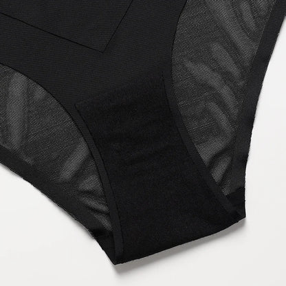 European American Plus Size Women's High Waist Ice Silk Trousers Firm Nylon Briefs Traceless Lace Stitching Thin Body Shaping.