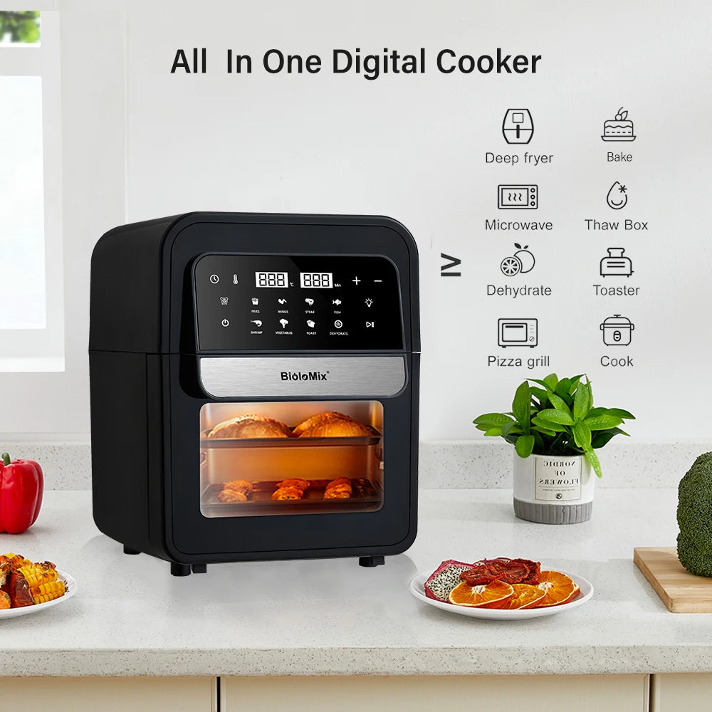 BioloMix Multifunctional 7L Air Fryer without oil electric oven, Dehydrator, Convection Oven, Touch Screen Presets Fry, Roast.
