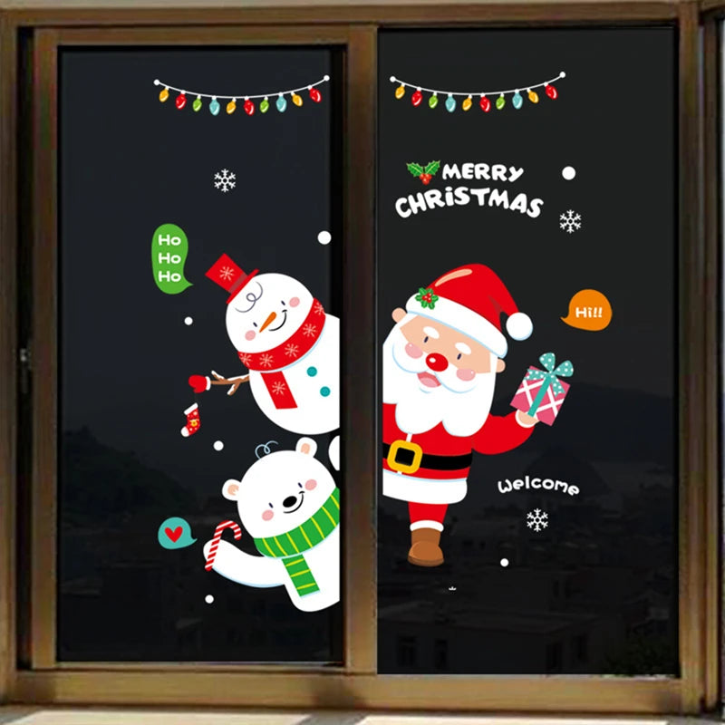2025 Merry Christmas Wall Sticker Window Glass Merry Christmas Decor for Home Living Room Wall Decor 2026 Happy New Year Sticker.