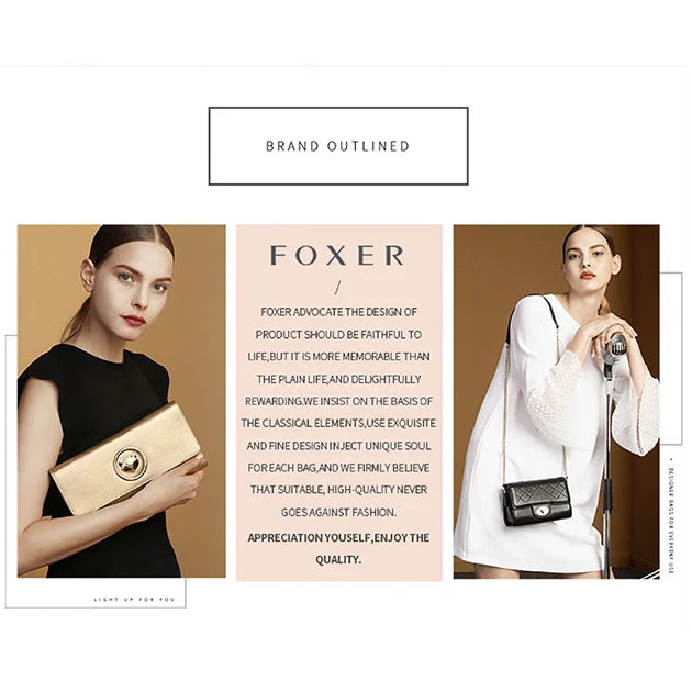 FOXER Women Natural Cow Leather Handbag Large Capacity Classic Black Genuine Leather Tote Lady Stylish Sequin Shoulder Bag.