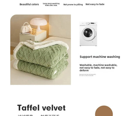 Lamb Fleece Double-Sided Velvet Blanket Double-Layer Thickened Woven Polyester Wearable Blanket