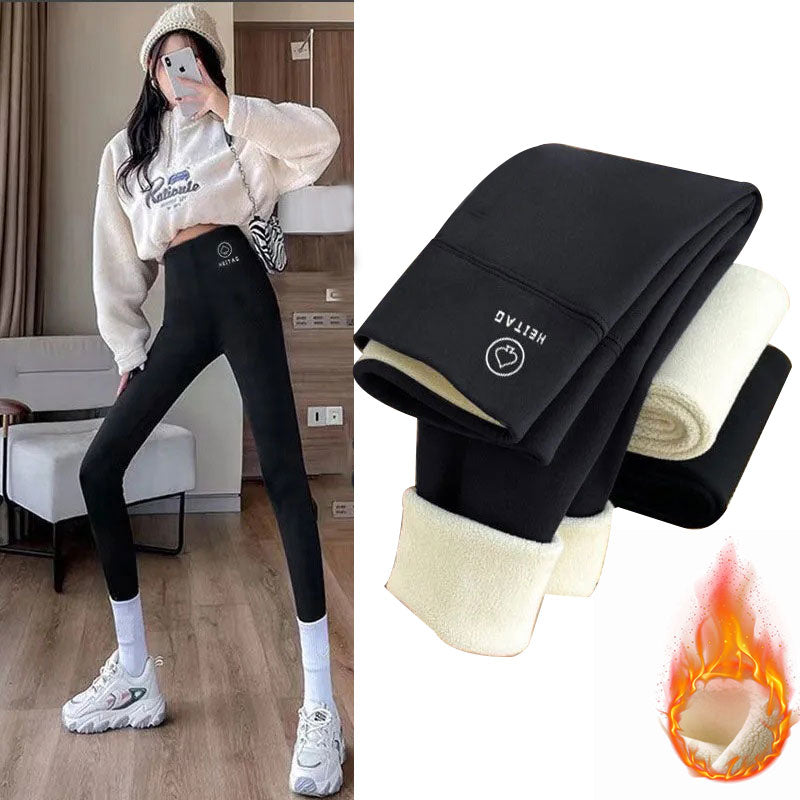 Autumn Winter High Waist Plus Velvet Shark Pants Women Seamless Fleece Warm Leggings Slim Casual Sports Fitness Yoga Leggings.