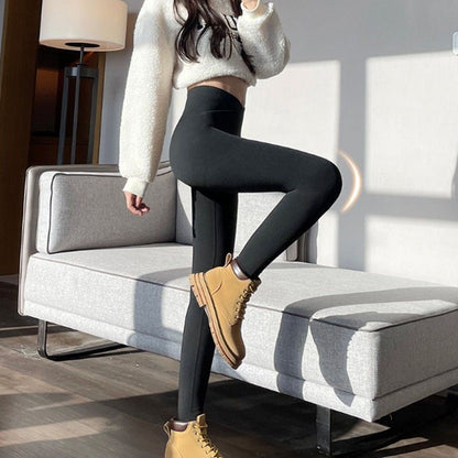 Autumn Winter High Waist Plus Velvet Shark Pants Women Seamless Fleece Warm Leggings Slim Casual Sports Fitness Yoga Leggings