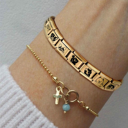 New Fashion 9mm 15 Style Italian Modular Charm Bracelet Fashionable Leisure Holiday Scenery Literary Modular Elastic Bracelet.