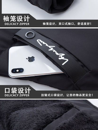 Male Solid Cotton Outwear Coats Men's Thick Fleece Winter Jacket Fashion Fur Hooded Warm Cooton Parka Windbreaker Plus Size 6XL