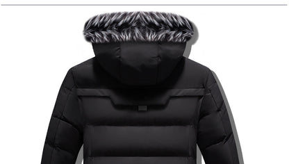 Male Solid Cotton Outwear Coats Men's Thick Fleece Winter Jacket Fashion Fur Hooded Warm Cooton Parka Windbreaker Plus Size 6XL.