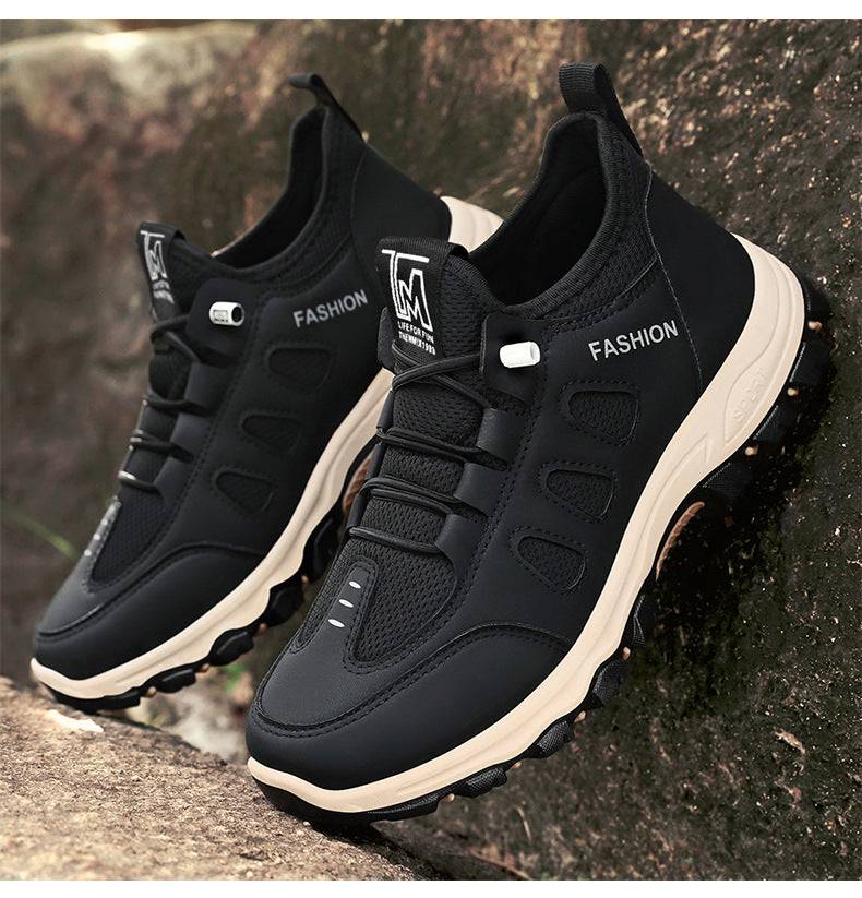 Men Soft Hiking Shoes Summer Breathable Mesh Sneakers Light Black Hike Footwear Walking Shoes Outdoor Shoes Climbing Shoe Male