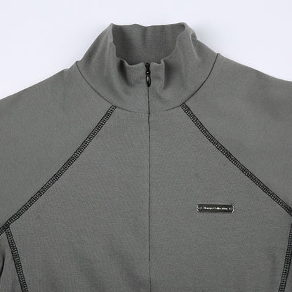 Women's Short Sleeve T-Shirt, Slim, Turn-Down Collar, Preppy Style, Patchwork, Casual, Summer Fashion, Fake 2 Piece, 2024