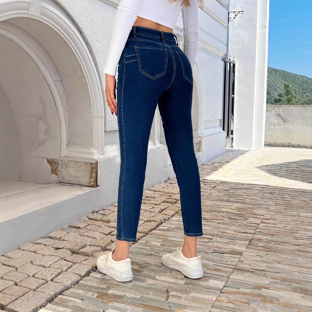 European and American tight elastic leggings jeans for women.