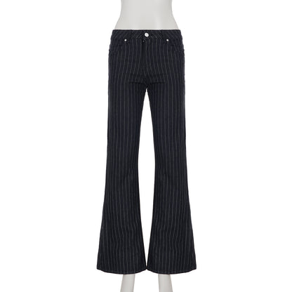 Vintage Y2K Flared Jeans Retro Button-up Low Rise Casual Denim Hose Harajuku 2000er Jahre Hose Basic Aesthetic Mom