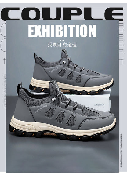 Men Soft Hiking Shoes Summer Breathable Mesh Sneakers Light Black Hike Footwear Walking Shoes Outdoor Shoes Climbing Shoe Male.