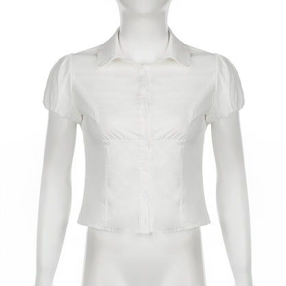 Women's Short Sleeve T-Shirt, Slim, Turn-Down Collar, Preppy Style, Patchwork, Casual, Summer Fashion, Fake 2 Piece, 2024