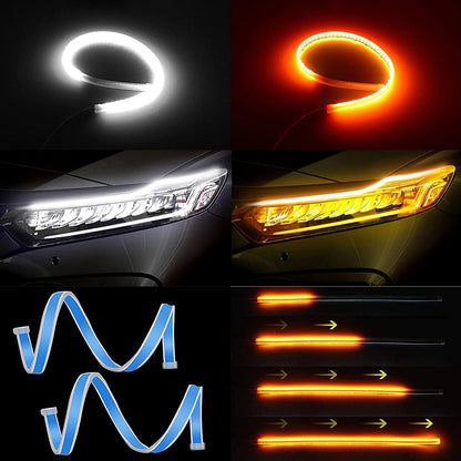 2 stücke Auto LED DRL Tag Nacht Lauflicht Wasserdichte Flexible Universal Auto Fließende Blinker Licht Bremse LED Streifen Lampe.