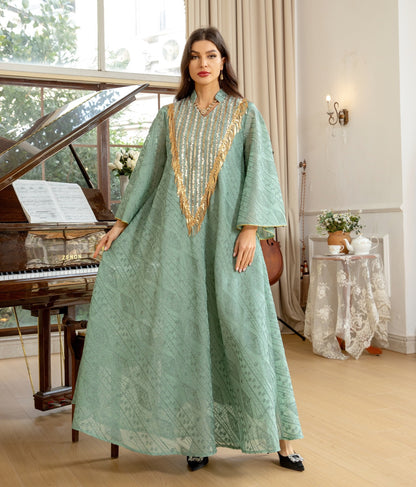 Marokko Party kleid für Frauen muslimische Abaya Mesh Pailletten Jalabiya Dubai Abayas Kaftan Abaya Islam Vestidos arabische lange Robe Herbst