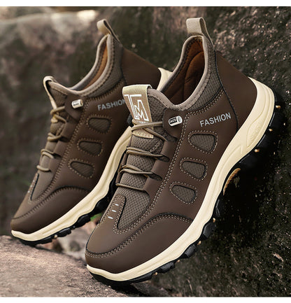 Men Soft Hiking Shoes Summer Breathable Mesh Sneakers Light Black Hike Footwear Walking Shoes Outdoor Shoes Climbing Shoe Male