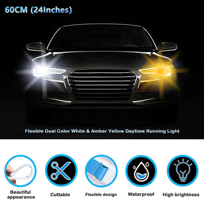 2 stücke Auto LED DRL Tag Nacht Lauflicht Wasserdichte Flexible Universal Auto Fließende Blinker Licht Bremse LED Streifen Lampe.