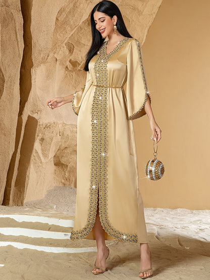 Eid Muslim Kleid für Frauen Ramadan Jalabiya Spitze Diamant Party Kleider Abaya Lange Robe Marokko Dubai Kaftan Vestidos Largos 2025.