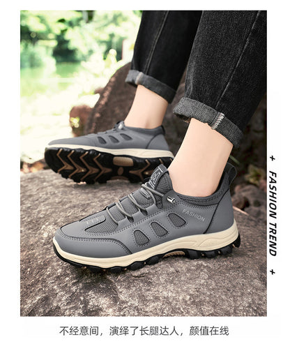 Men Soft Hiking Shoes Summer Breathable Mesh Sneakers Light Black Hike Footwear Walking Shoes Outdoor Shoes Climbing Shoe Male