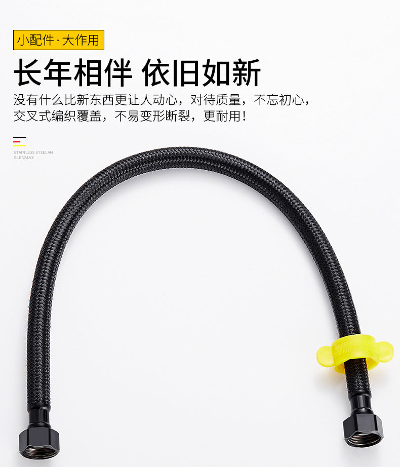 30/40/60/80cm Nylon Braided Water Inlet Hose Black Faucet Heater Pipe Toilet Connection Cold Hot Mixer Inlet Pipe Kitchen