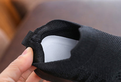 Kids Spring and Autumn Striped Knitted Sneakers Tennis Casual Shoes Children Breathable Girls Boys Slip-on Running Sports Shoes