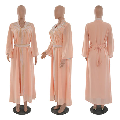 Marokko Party Kleid Frauen Muslimischen Abaya Stehkragen Mode Dubai Abayas Diamant Kaftan Elegante Robe Vestidos Türkei Kleid