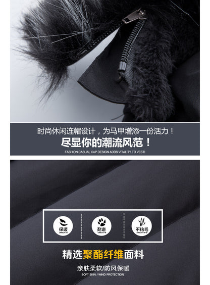 Male Solid Cotton Outwear Coats Men's Thick Fleece Winter Jacket Fashion Fur Hooded Warm Cooton Parka Windbreaker Plus Size 6XL.