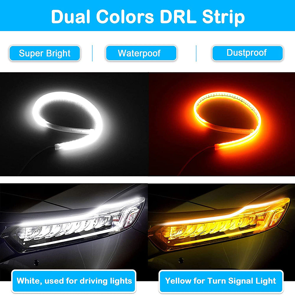2 stücke Auto LED DRL Tag Nacht Lauflicht Wasserdichte Flexible Universal Auto Fließende Blinker Licht Bremse LED Streifen Lampe.