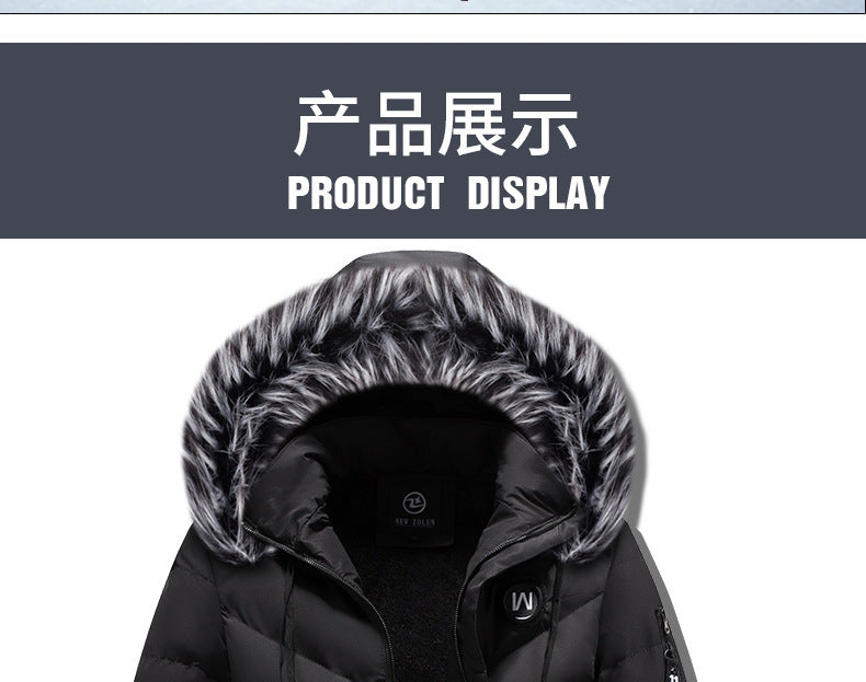 Male Solid Cotton Outwear Coats Men's Thick Fleece Winter Jacket Fashion Fur Hooded Warm Cooton Parka Windbreaker Plus Size 6XL.