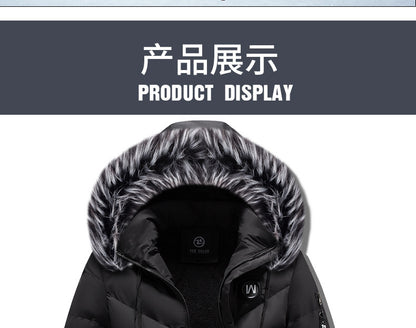 Male Solid Cotton Outwear Coats Men's Thick Fleece Winter Jacket Fashion Fur Hooded Warm Cooton Parka Windbreaker Plus Size 6XL.