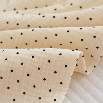 2025 Spring and Autumn New Women's Pajama Set 100%cotton crepe long-sleeved trousers two-piece polka dot cute home wear thin set