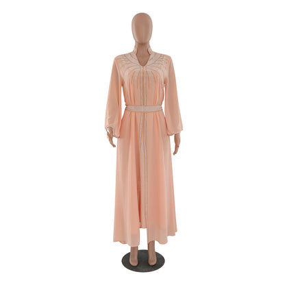 Marokko Party Kleid Frauen Muslimischen Abaya Stehkragen Mode Dubai Abayas Diamant Kaftan Elegante Robe Vestidos Türkei Kleid