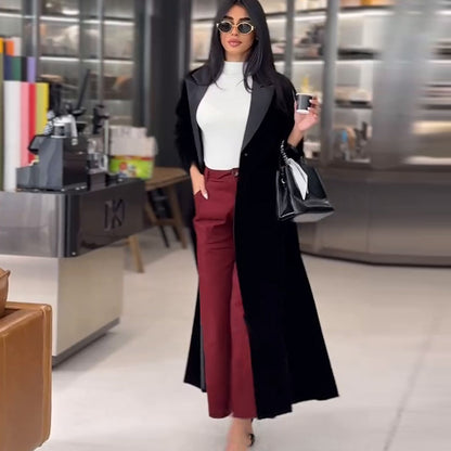 Muslim Women Abaya Eid Lapel Trench Coat Single Breasted Overcoat Ramadan Morocco Dubai caftan kaftan Arab Casual Long Outerwear.