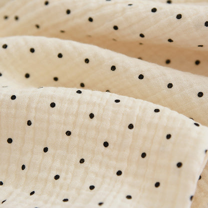 2025 Spring and Autumn New Women's Pajama Set 100%cotton crepe long-sleeved trousers two-piece polka dot cute home wear thin set